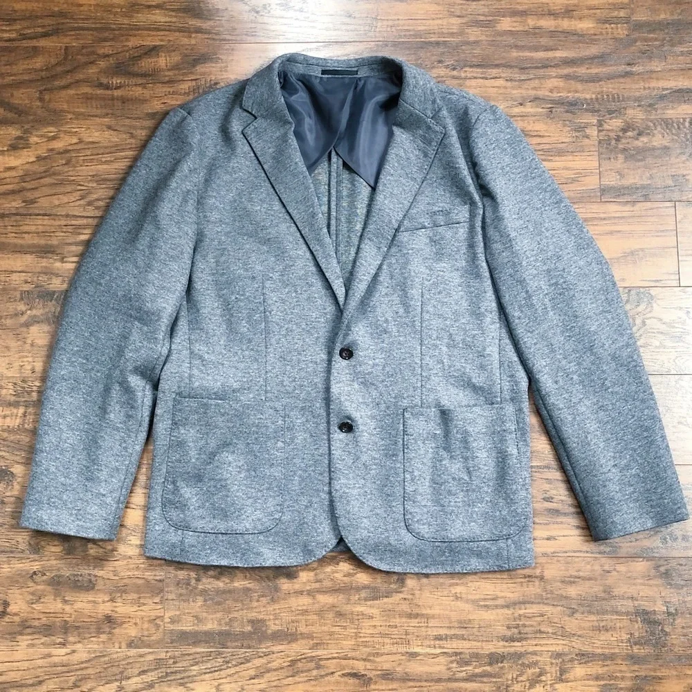 J Crew • Slim-fit knit suit jacket in wool-cotton blend Heather Grey blazer